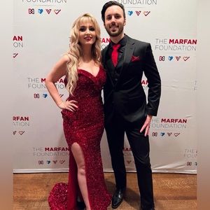 Red Sequin Strapless Evening Gown - Women Dresses